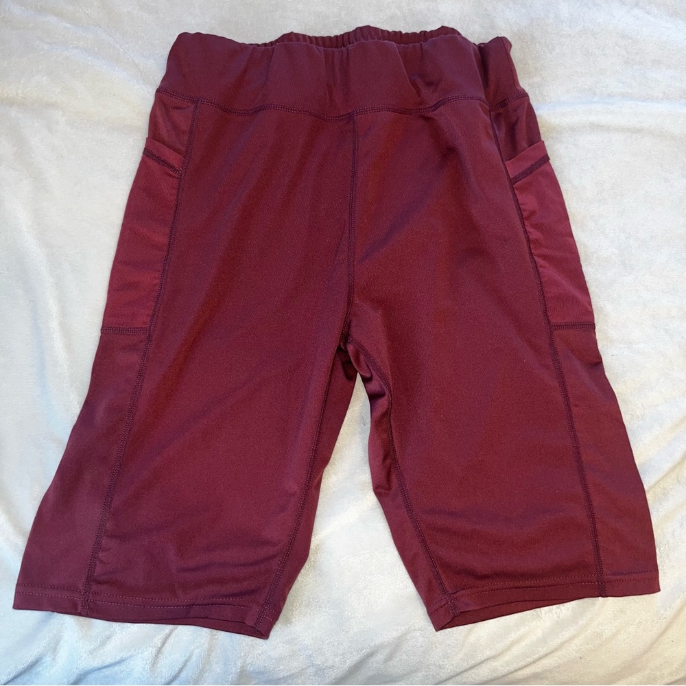 Women's Athletic Shorts Burgundy 1X Pockets Included